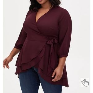 ISO Torrid Georgette Wrap tunic Size 6